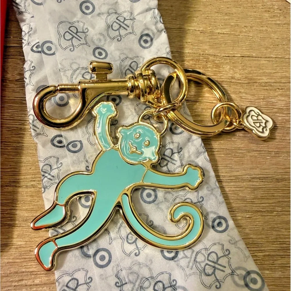 Rare Roller Rabbit x Target RARE Monkey Keychain TEAL Charm Bag Accessory NWT - Picture 3 of 3
